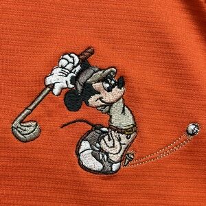 Disney Mickey Golf Performance Shirt Mens L Orange Microfiber Athletic Wicking